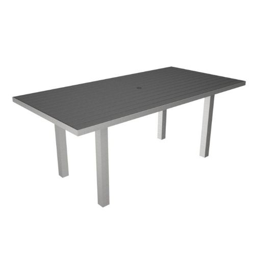 POLYWOOD® Euro Aluminum Rectangle Outdoor Dining Table with Silver Frame 36x72 PW-AT3672-FAS