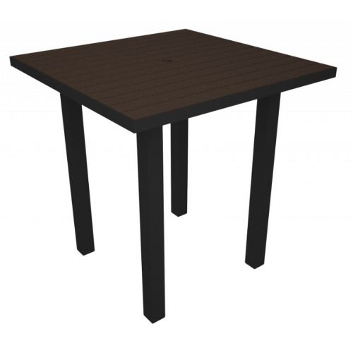 POLYWOOD® Euro Aluminum Square Outdoor Counter Table with Black Frame 36 inch PW-ATR36-FAB