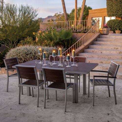 POLYWOOD® Euro Outdoor Dining Set with Silver Frame 7 Piece PW-PWS117-1-11