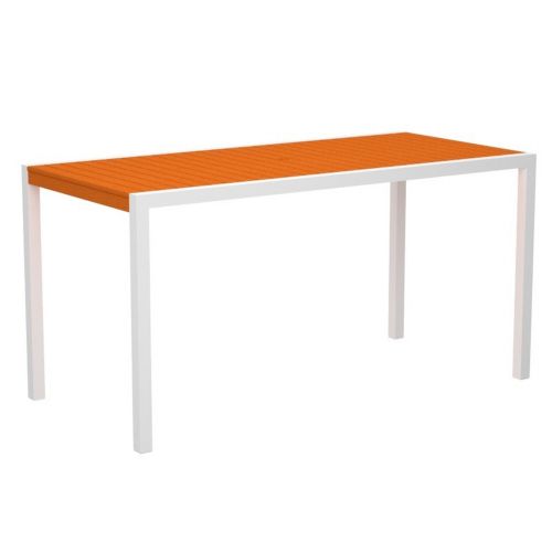 POLYWOOD® Mod Rectangle Outdoor Counter Table 36" × 73" with Vibrant Slats PW-8301