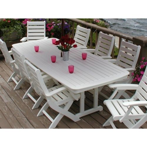 POLYWOOD® Nautical Outdoor Highback Dining Set 9 piece PW-NCH38SET9