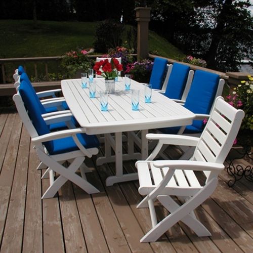 POLYWOOD® Plastic Captain Signature Outdoor Dining Set 9 piece PW-SS2425SET9