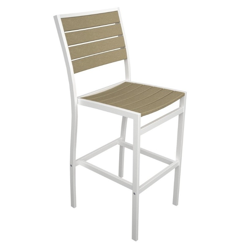 POLYWOOD® Euro Aluminum Outdoor Bar Stool with White Frame PWA102FAW