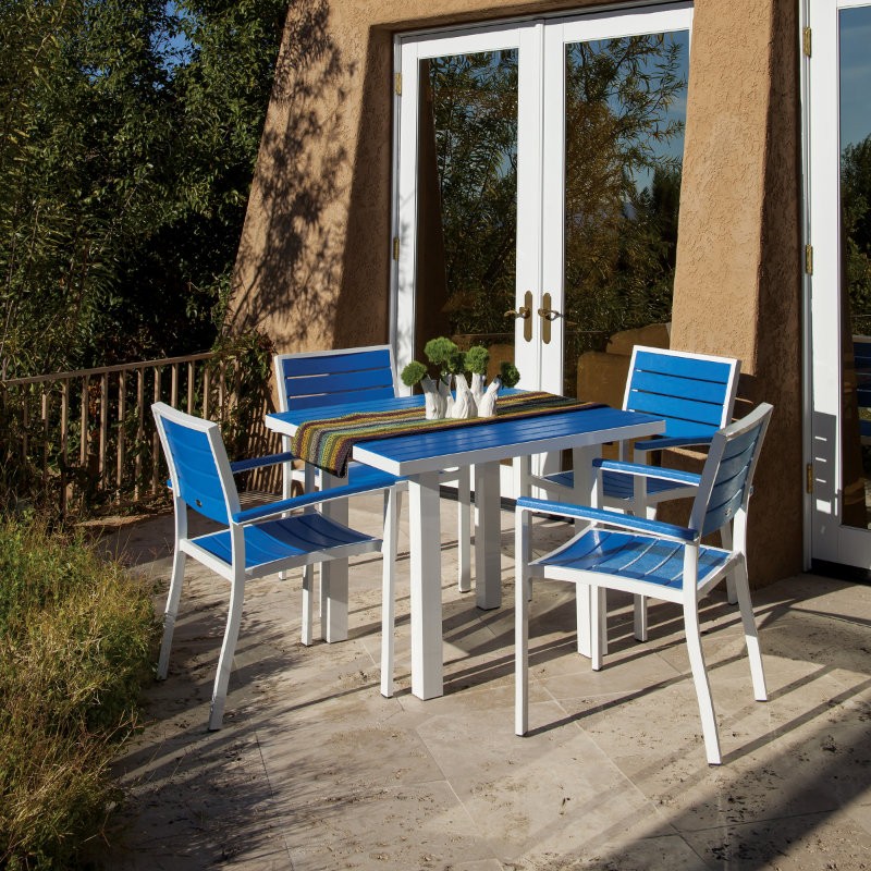 POLYWOOD® Euro Aluminum Square Outdoor Dining Set with White Frame 5