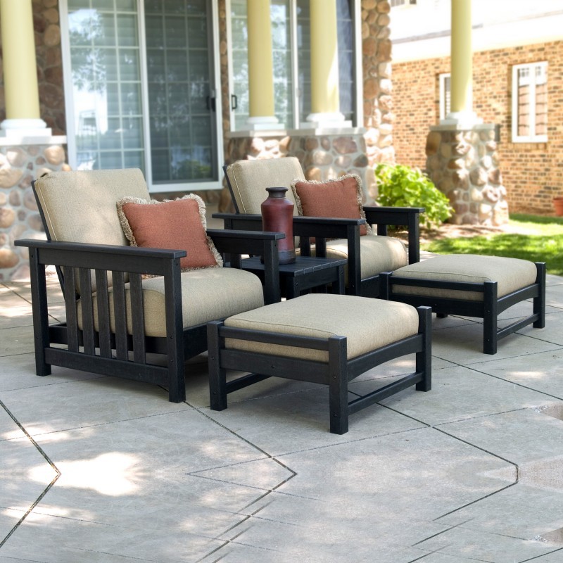 POLYWOOD® Plastic Club Mission Patio Lounge Set 5 Piece PW5BCMC CozyDays