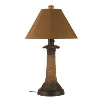 Palm Outdoor Table Lamp with Teak Sunbrella Shade PLC-36957