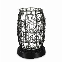 PatioGlo LED Outdoor Table Lamp White with Walnut Wicker Cover PLC-68800