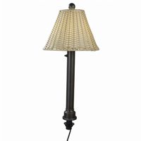 Umbrella Table Lamp with Black Tube Body & Stone All-Weather Wicker Shade PLC-19770