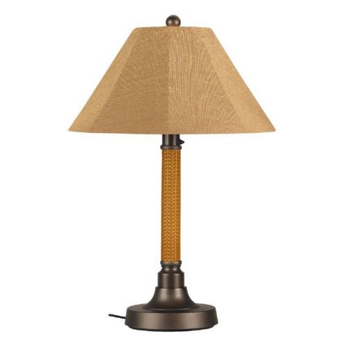 Bahama Weave 34 inch Outdoor Table Lamp Thin Stand Mocha Cream & Bronze PLC-26154