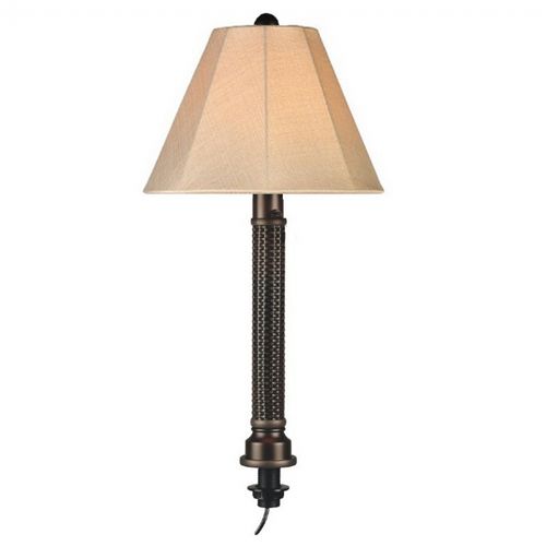 Outdoor Wicker Umbrella Table Lamp Mahogany & Bisque PLC-20787