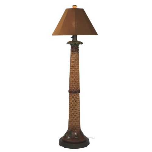 Palm Outdoor Floor Lamp with Teak Sunbrella Shade PLC-36967