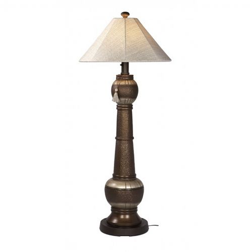 Phoenix Bronze Outdoor Floor Lamp with Silver Linen Sunbrella Shade PLC-27926