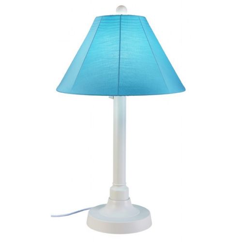 San Juan 34" Table Lamp with White Body & Canvas Aruba Sunbrella Shade Fabric PLC-38111