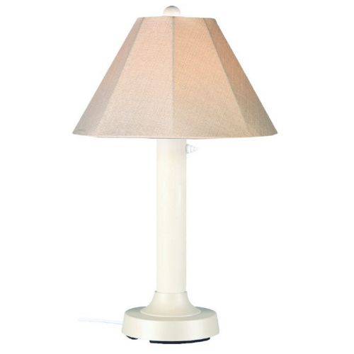 Seaside Table Lamp with White Body & Antique Beige Linen Sunbrella Shade Fabric PLC-20611