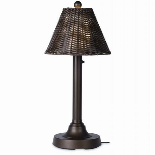 Tahiti 2 Patio Table Lamp 30 inch Walnut Wicker PLC-17227-BR