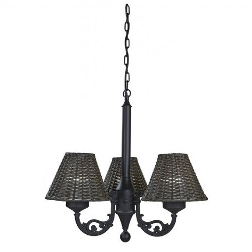 Versailles Chandelier 17750 with Black Body and Walnut Wicker Shades PLC-17750