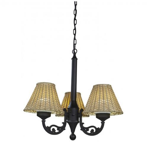 Versailles Chandelier with Black Body and Stone Wicker Shades PLC-19750