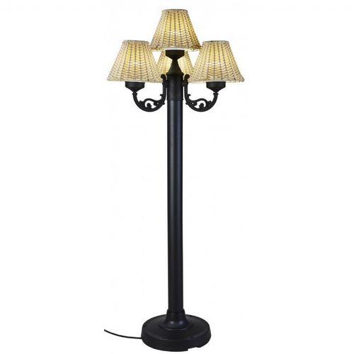 Versailles Floor Lamp with Black Body and Stone Wicker Shades PLC-19450