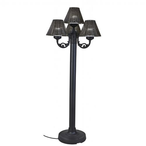 Versailles Floor Lamp with Black Body and Walnut Wicker Shades PLC-17450