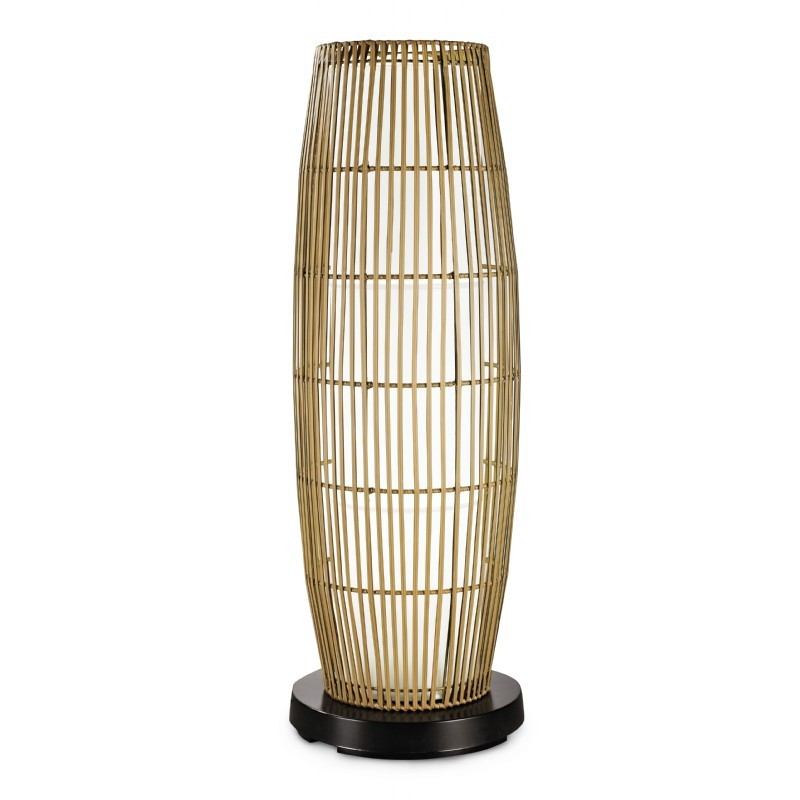 PatioGlo LED Outdoor Floor Lamp White with Resin Bamboo Cover PLC65850
