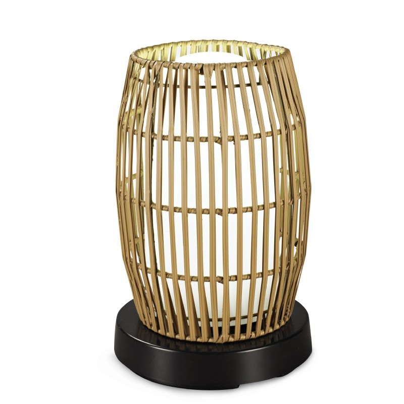 PatioGlo LED Outdoor Table Lamp White with Resin Bamboo Cover PLC65800 CozyDays