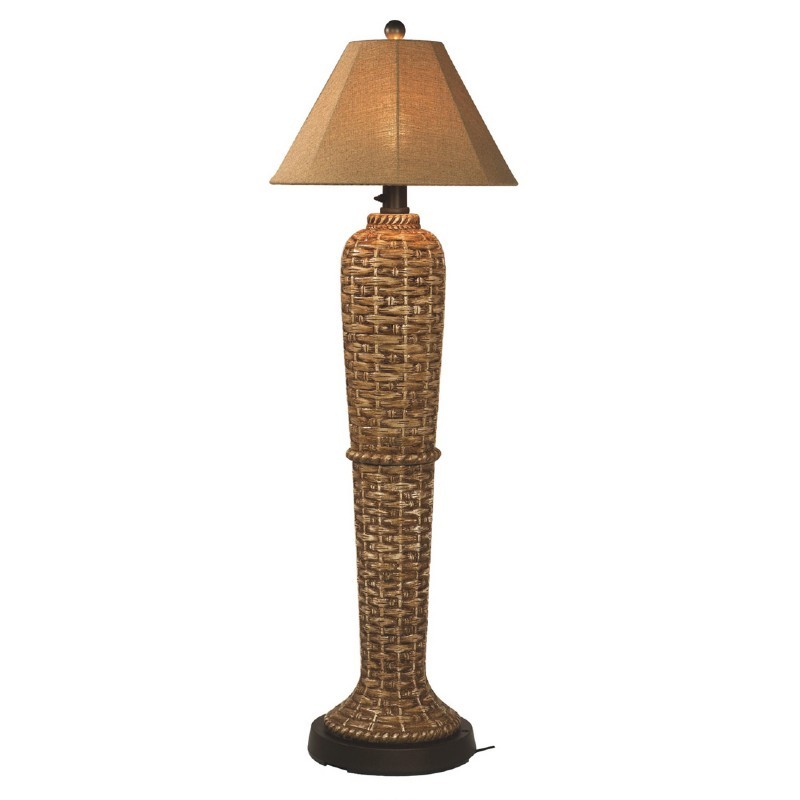 South Pacific Outdoor Floor Lamp with Sesame Sunbrella Shade PLC45943
