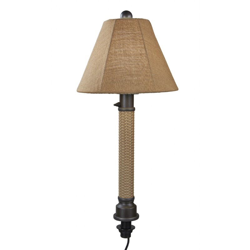 Umbrella Table Lamp with Mocha Cream Wicker & Bronze Body PLC26784