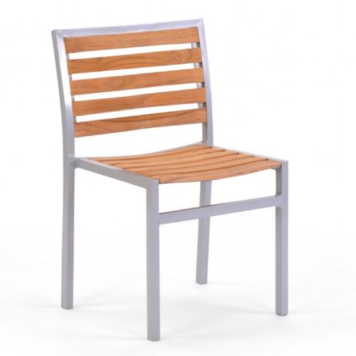 Modern Teak Aluminum Patio Dining Chair Stackable CA-50-UC
