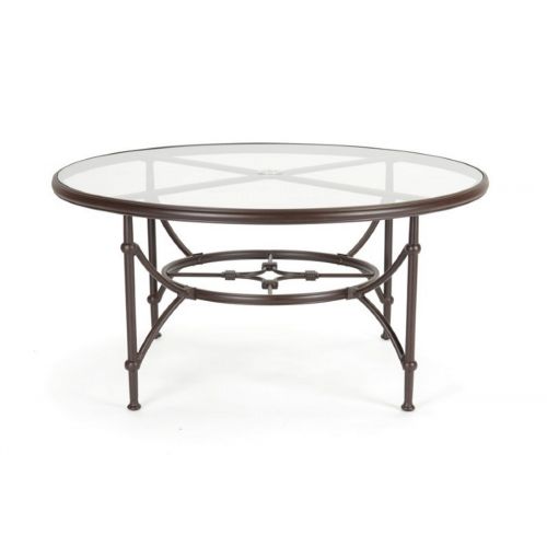 Origin Cast Aluminum Round Dining Table, 60 Inch Round Glass Patio Table