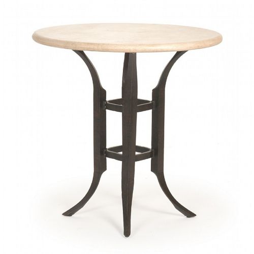 Paris Contemporary Cast Aluminum Round Bar Table Stone Top 36 inch CA-9027-L
