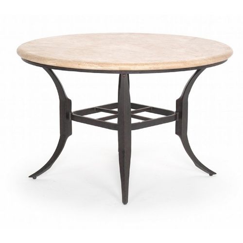 Paris Contemporary Cast Aluminum Round Dining Table Stone Top 48 inch CA-9027A-48