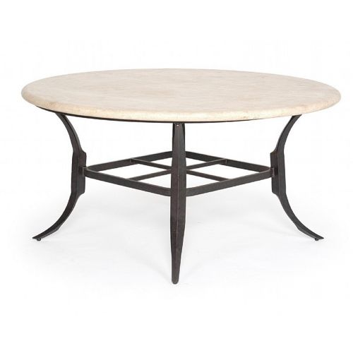 Paris Contemporary Cast Aluminum Round Dining Table Stone Top 60 inch CA-9027A-60
