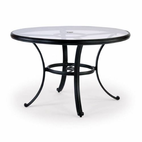 Cast Aluminum Round Dining Table, 48 Round Glass Top Outdoor Table