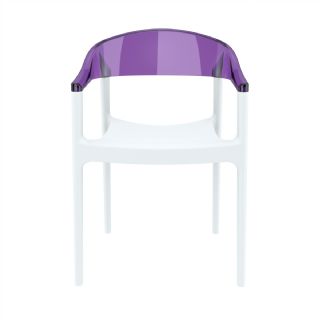 Carmen Dining Armchair White with Transparent Violet Back ISP059 360° view