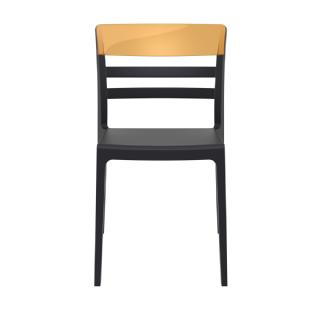 Moon Dining Chair Black with Transparent Amber ISP090 360° view