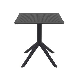 Sky Square Outdoor Dining Table 27 inch Black ISP108 360° view