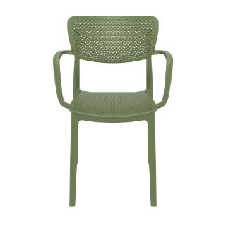 Loft Outdoor Dining Arm Chair Olive Green ISP128 360° view