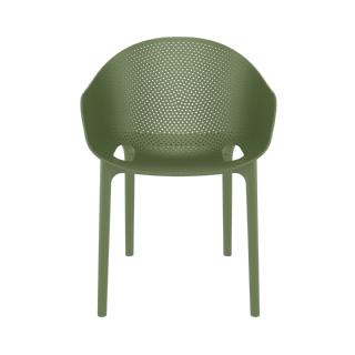Sky Pro Stacking Outdoor Dining Chair Olive Green ISP151 360° view