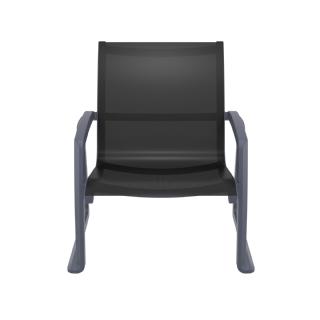 Pacific Club Arm Chair Dark Gray Frame with Black Sling ISP232 360° view