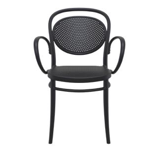 Marcel XL Resin Outdoor Arm Chair Dark Gray ISP258 360° view