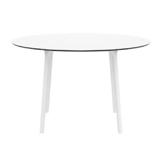 Maya Round Outdoor Dining Table 47 inch White ISP675 360° view