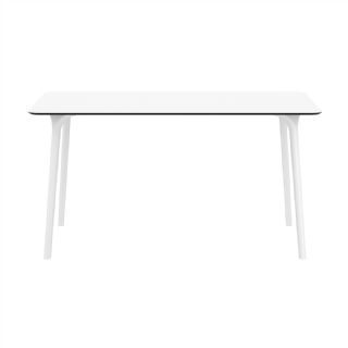 Maya Rectangle Outdoor Dining Table 55 inch White ISP690 360° view