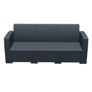 Monaco Wickerlook Resin Patio Sofa XL Rattan Gray with Cushion ISP833 360° view