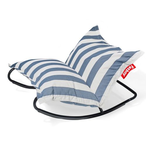 Fatboy® Original Slim Outdoor Beanbag Stripe Ocean Blue & Rock 'n Roll Bundle FB-SLM-OUT-RNR-STROB