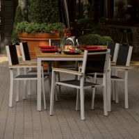 Travira Aluminum Outdoor Dining Set 7 piece Black Slings OG-TVSB7SET