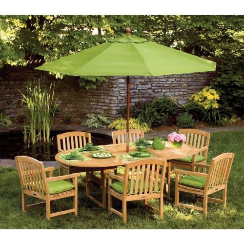 Shorea Wood Chadwick Oblong Outdoor Dining Set 7 Piece OG-CH7SETB