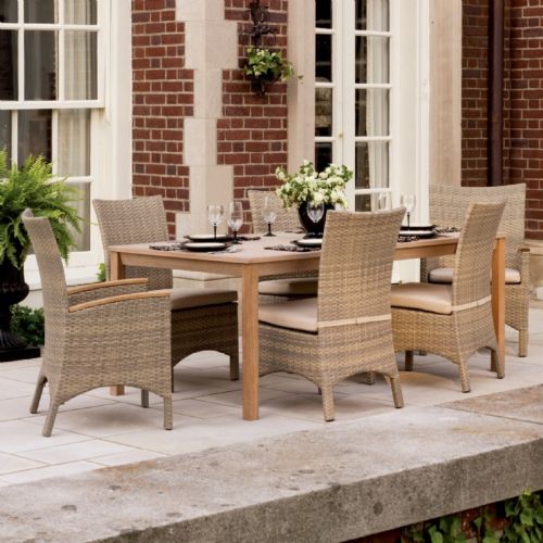 Torbay Outdoor Wicker Rectangle Patio Dining Set 7 Piece OG-TBSCA-SETR7
