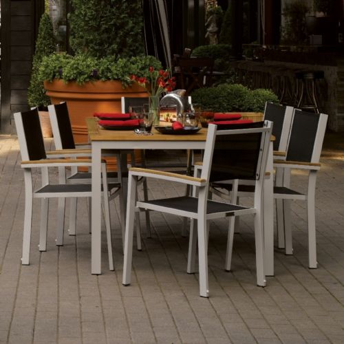 Travira Aluminum Outdoor Dining Set 7 piece Black Slings OG-TVSB7SET