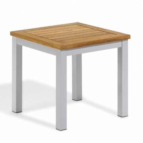 Travira Aluminum Teak-Top Square Side Table OG-TVET