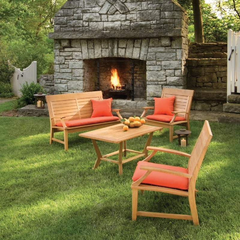 Shorea Wood Sutton Outdoor Deep Seating Set 4 Piece OGSU4SET CozyDays